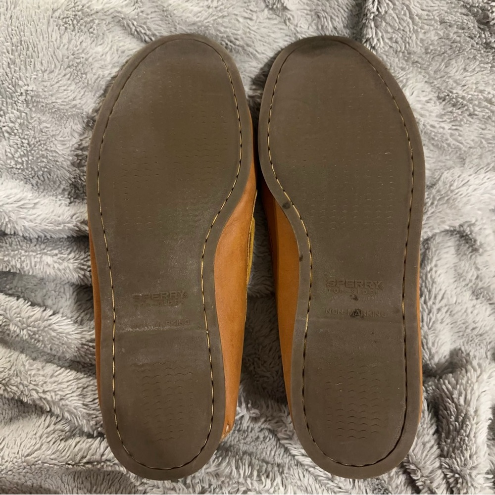 Sperry Topsider Mens 15 Brown Tan Leather Boat Shoes Loafers Lace Up Preppy - Picture 7 of 9